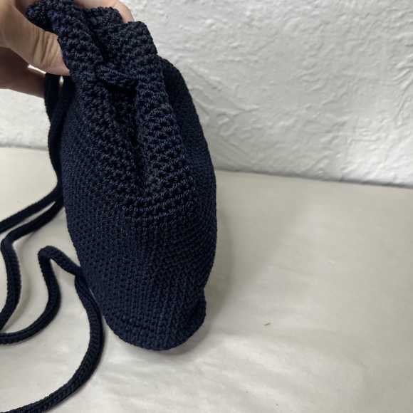 The Sak - women's backpack maroon crocheted drawstring purse bag Navy Blue - Picture 3 of 7